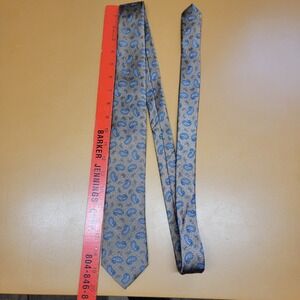 Jos. A. Bank 1905 Mens Silk Tie Brown Blue Paisley Herringbone Necktie 3.25 Inch